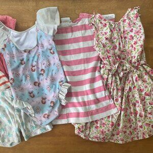 Lot of 6 Girls Summer Clothes Size 5 Dresses/Tops, Frozen Swimsuit set, Baby Gap